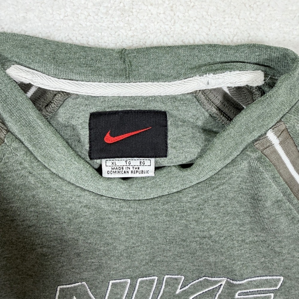Vintage 90s Nike Spellout Crewneck Sweatshirt XL Sage Green Center Embroidered - Picture 6 of 16